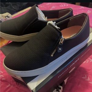 Dr. Scholl's Black Slip-On Sneakers with Zipper